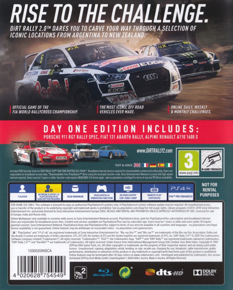 Dirt rally 2.0 ps4 back