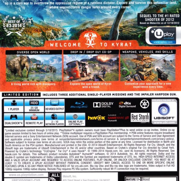 Farcry 4 PS4 back