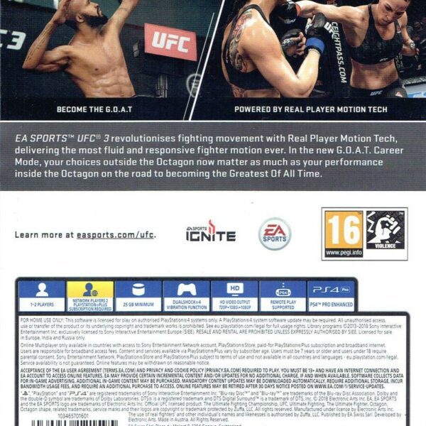 UFC 3 PS4 back