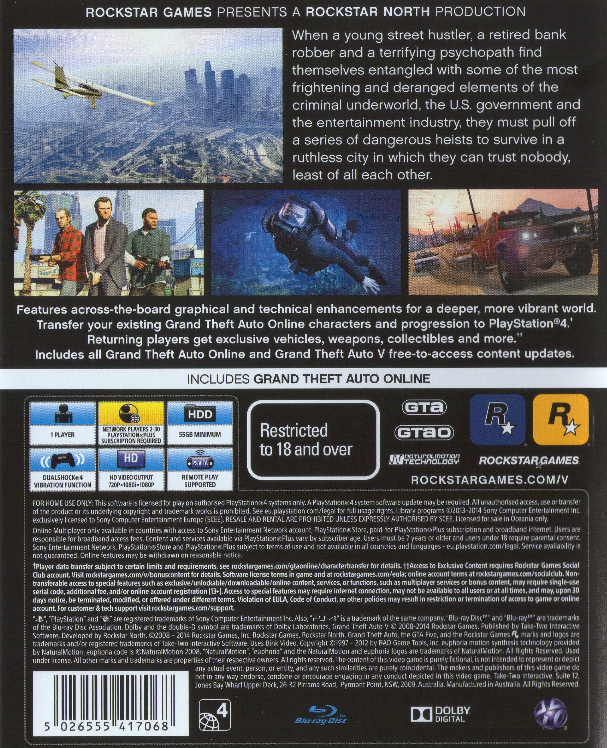 Grand Theft Auto 5-GTA 5 V Premium Edition PS4 (New)
