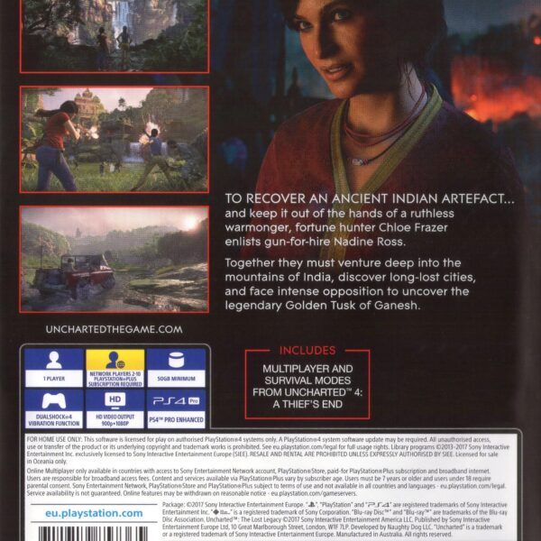 Uncharted The Lost Legacy PS4 back