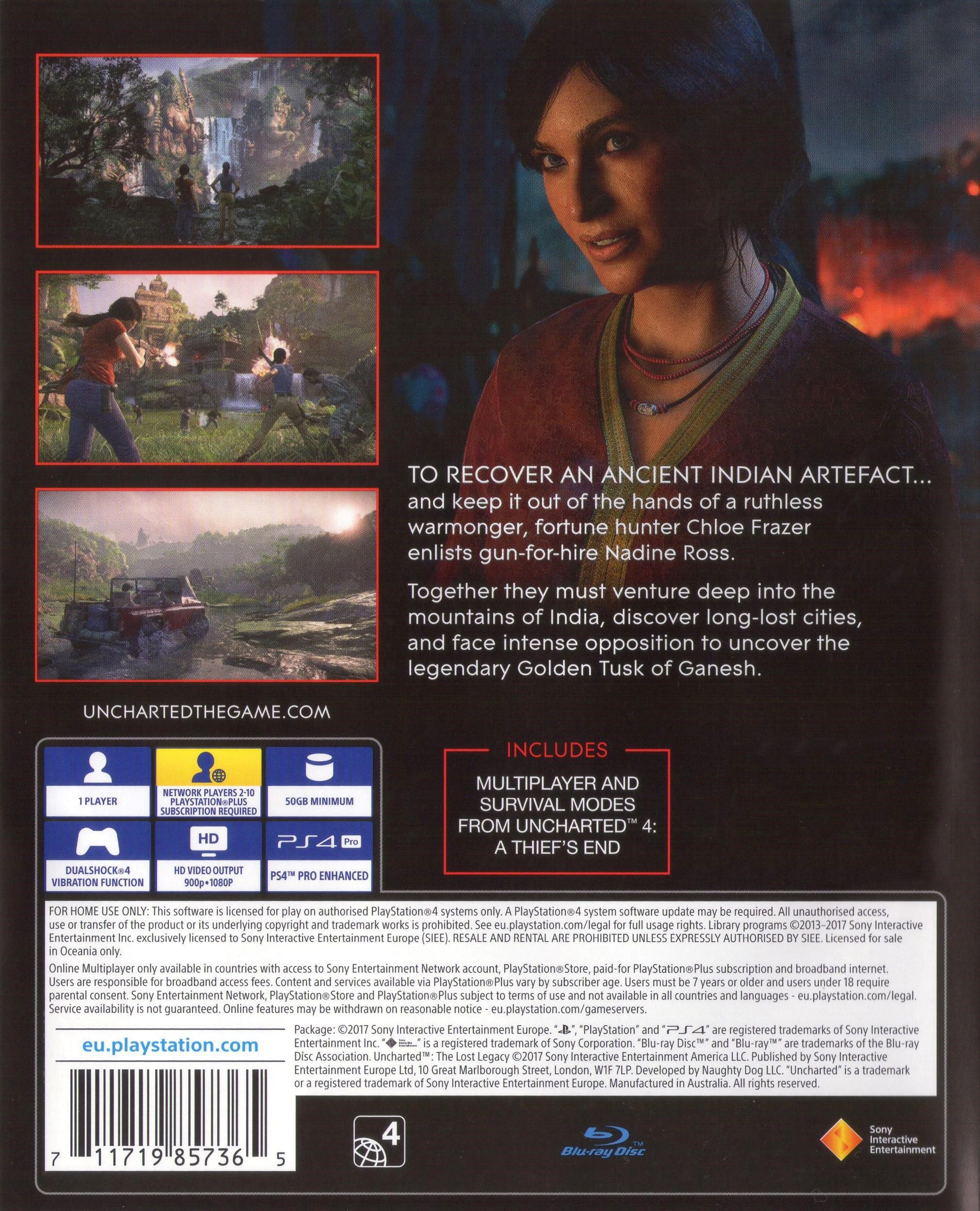 Uncharted The Lost Legacy PS4 back