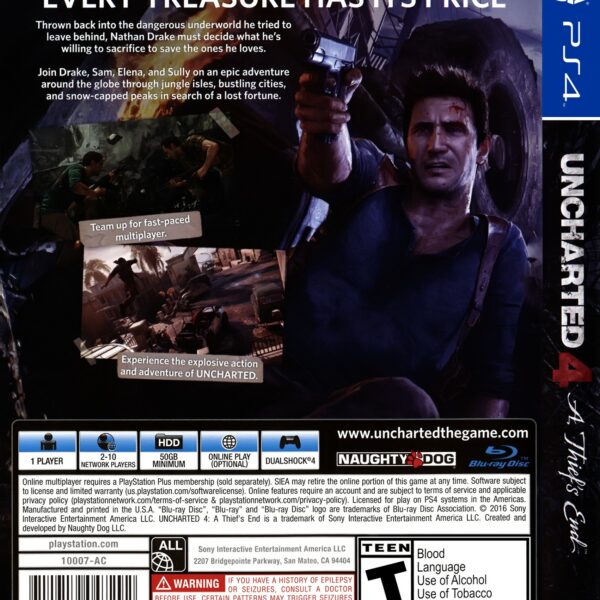 Uncharted 4 PS4 back