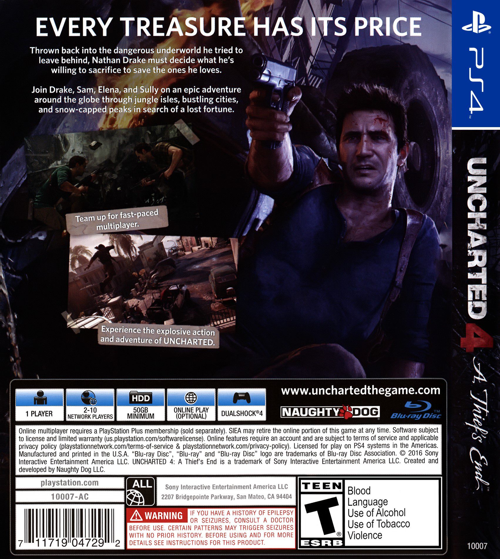 Uncharted 4 PS4 back