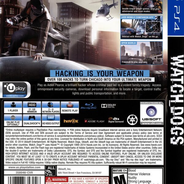 Watch Dogs PS4 Back