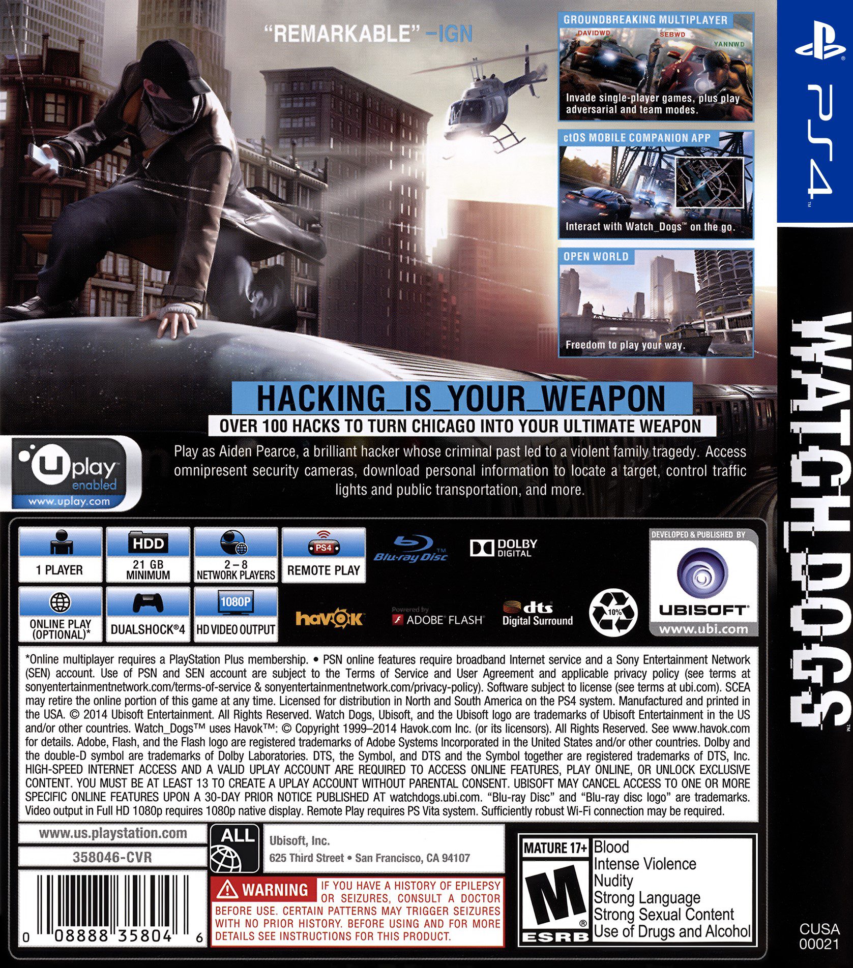 Watch Dogs PS4 Back