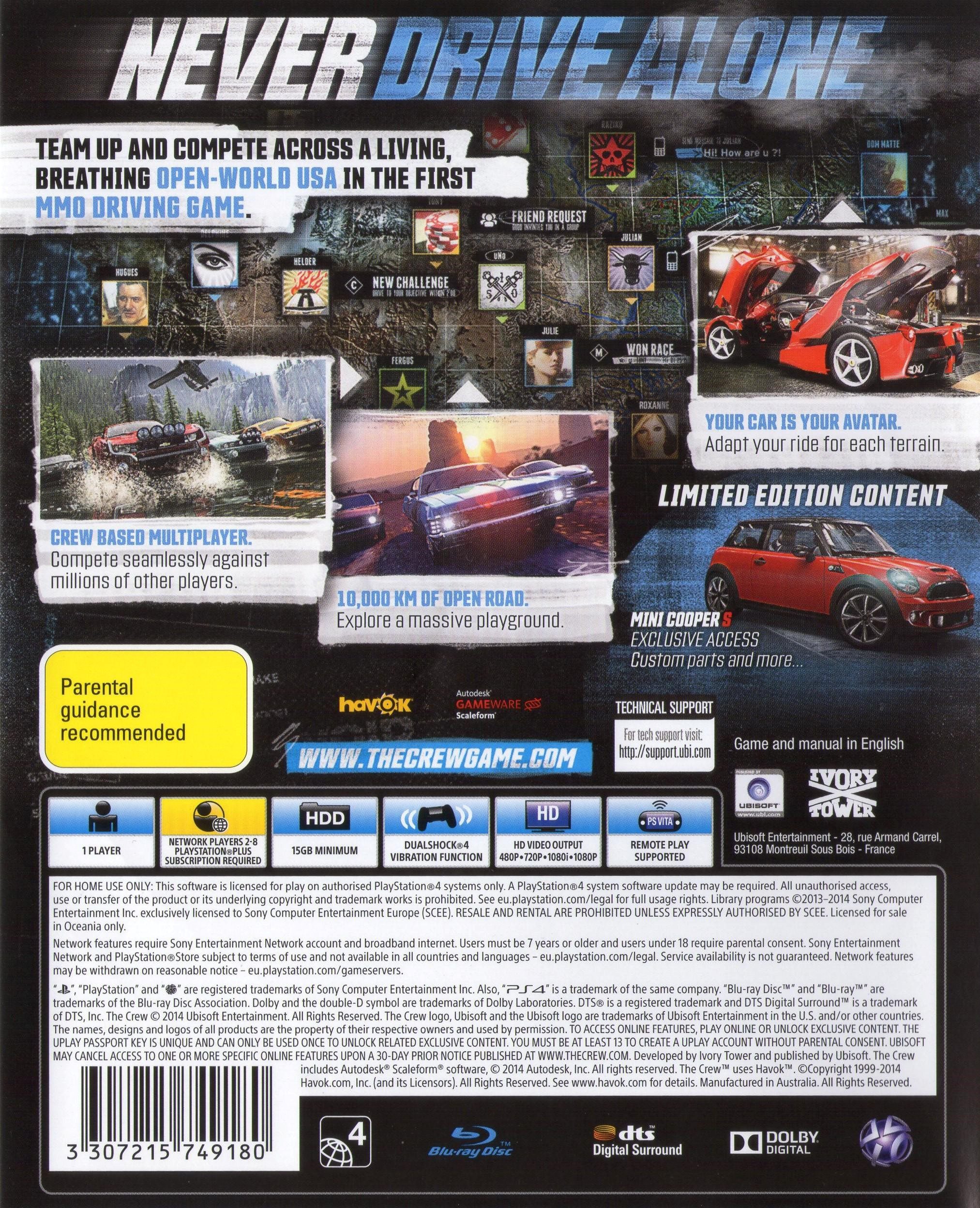 The Crew PS4 back
