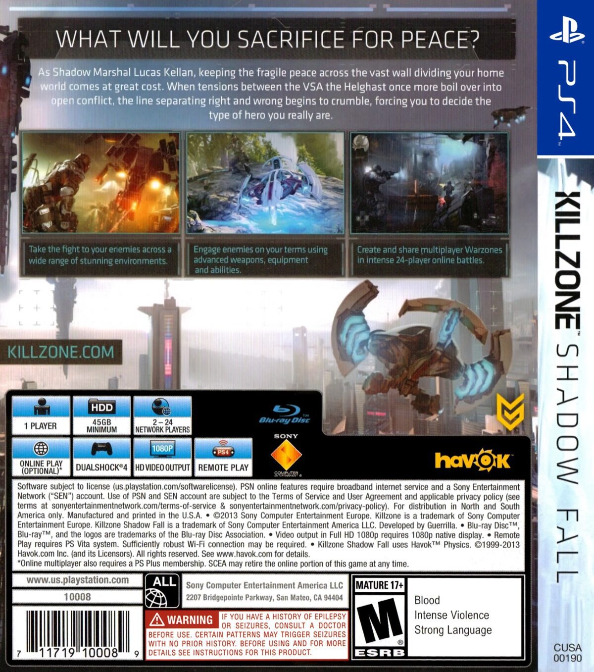 Killzone Shadow Fall PS4 back