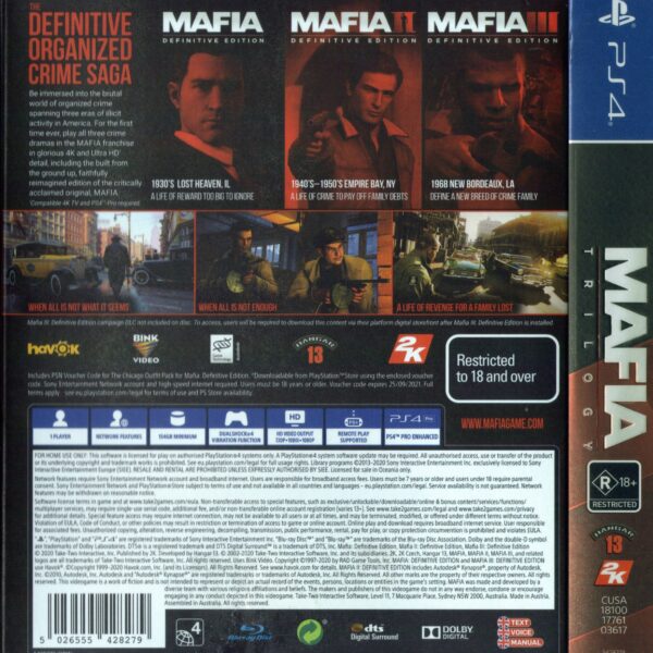 Mafia Trilogy PS4 Back
