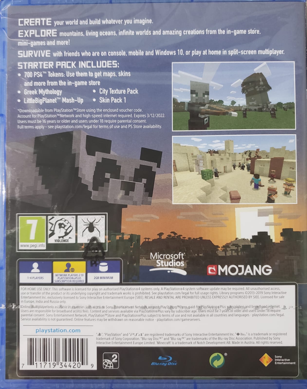 Minecraft Bedrock Edition PS4 back