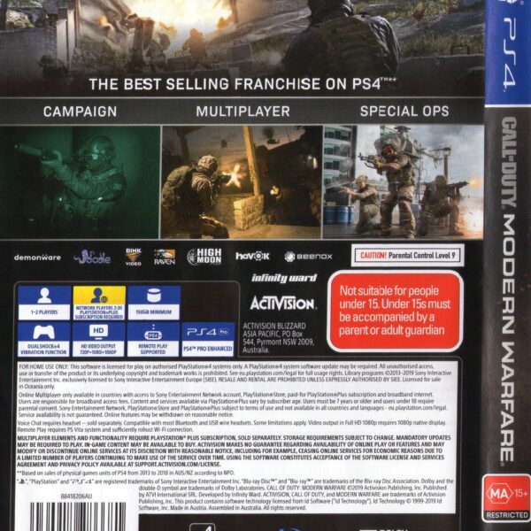 Call of Duty: Modern Warfare PS4 Back