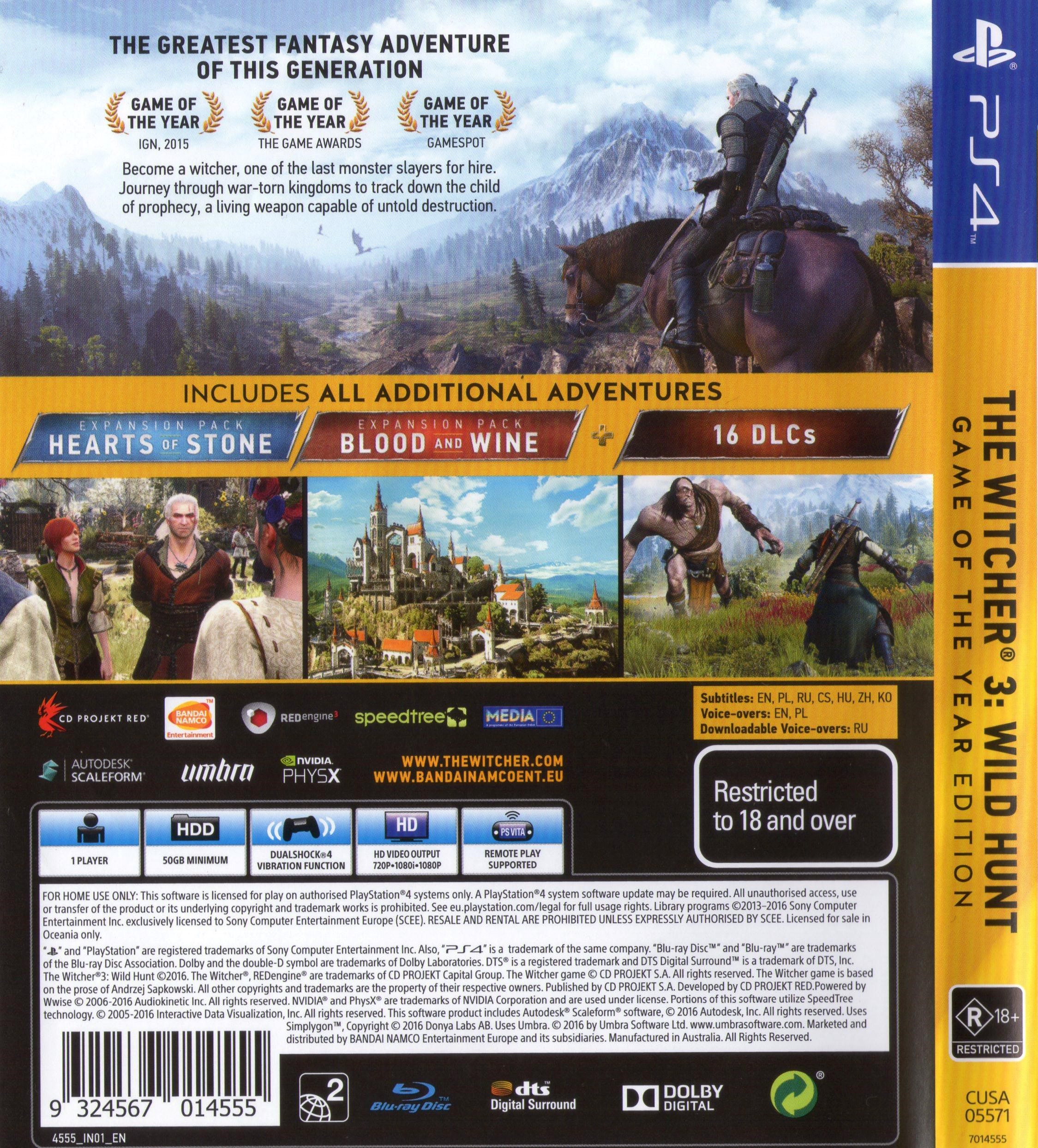 The Witcher 3: Wild Hunt-Game of the Year Edition PS4