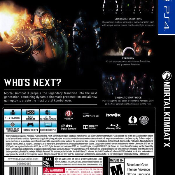 Mortal Kombat X PS4 Back