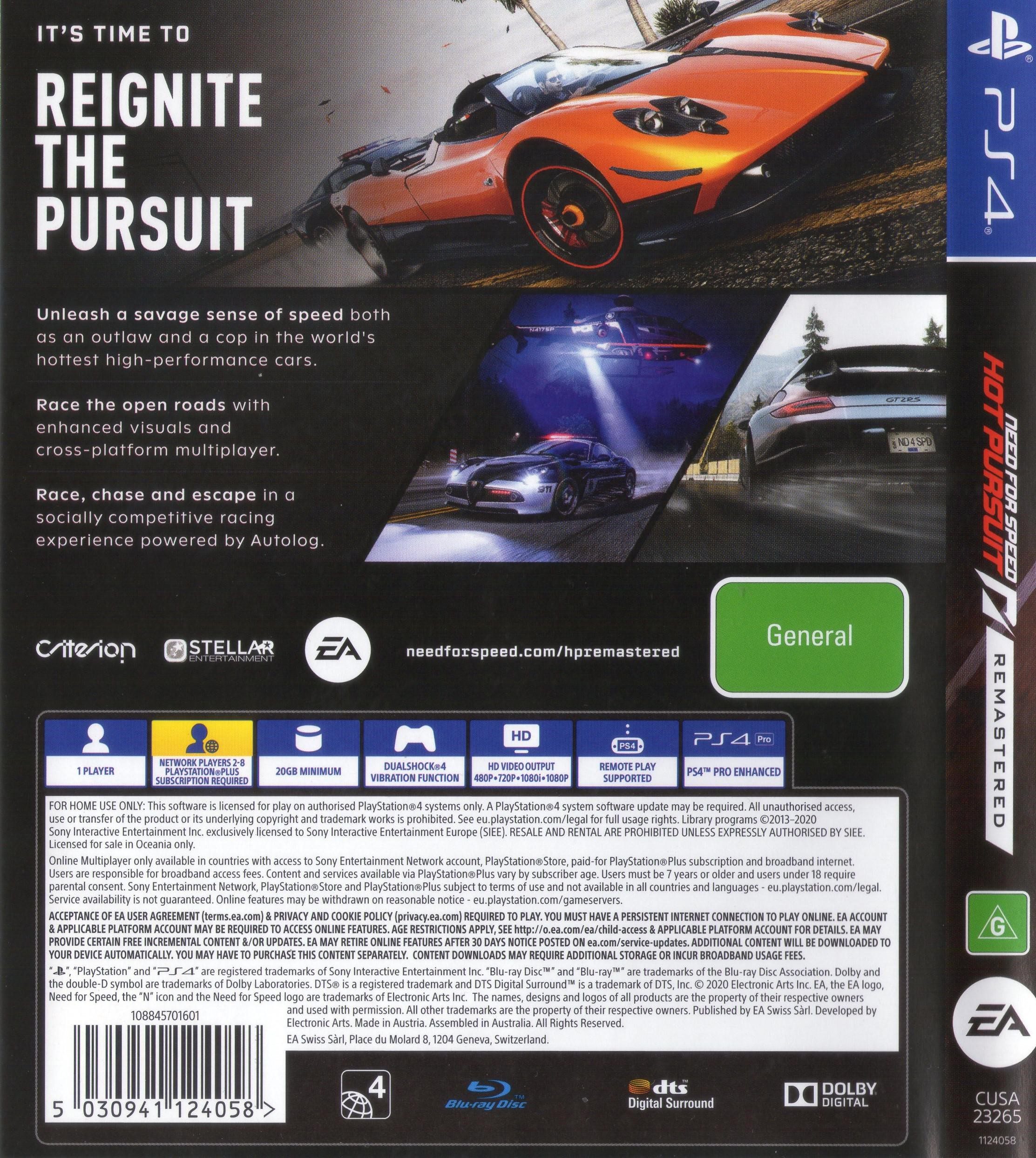 NFS Need for Speed Hot Pursuit Remastered PS4 (New)