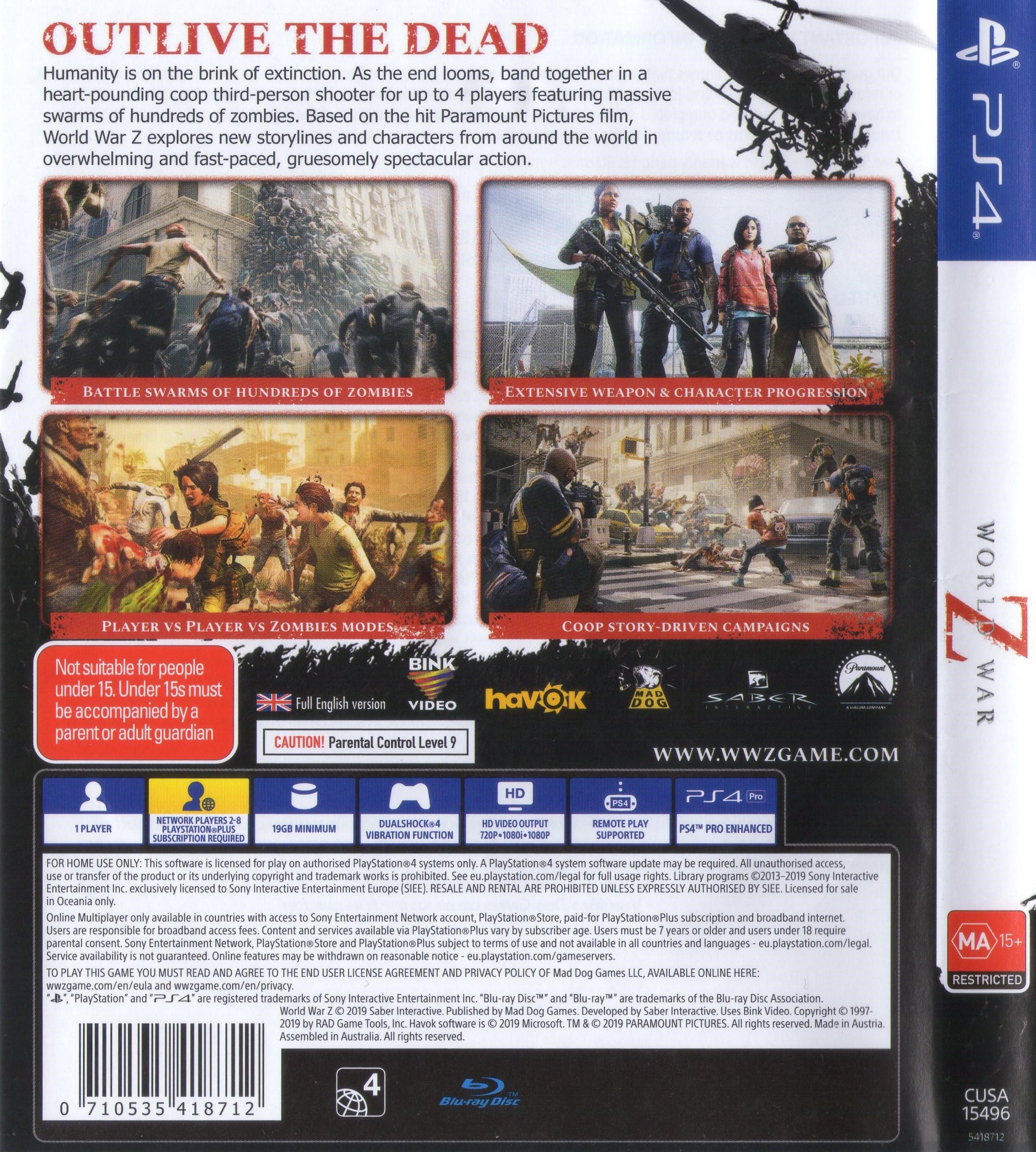 World War Z PS4 (New)