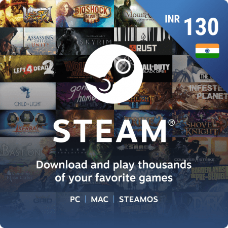 Steam Wallet Gift Card INR 130 (Digital Voucher Code 1Hr Delivery on E-Mail)