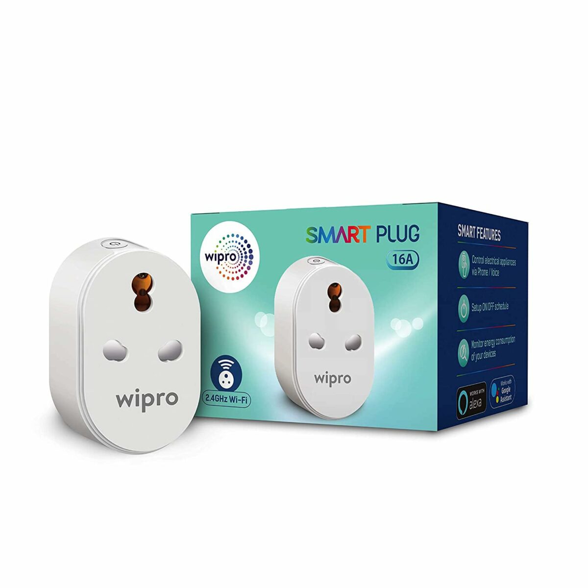 Wipro 16A Wi-Fi Smart Energy Monitoring, Wireless Control, and Voice Control (Pack of 1, Polycarbonate, White) (Pre-Owned)