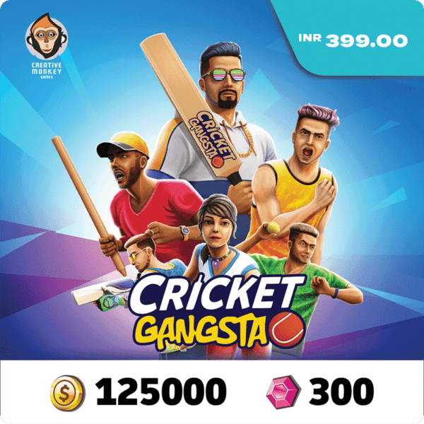 Cricket Gangsta Coin Pack 125000 + Gem Pack 300 IND Digital Voucher Code (1Hr Delivery on Email)