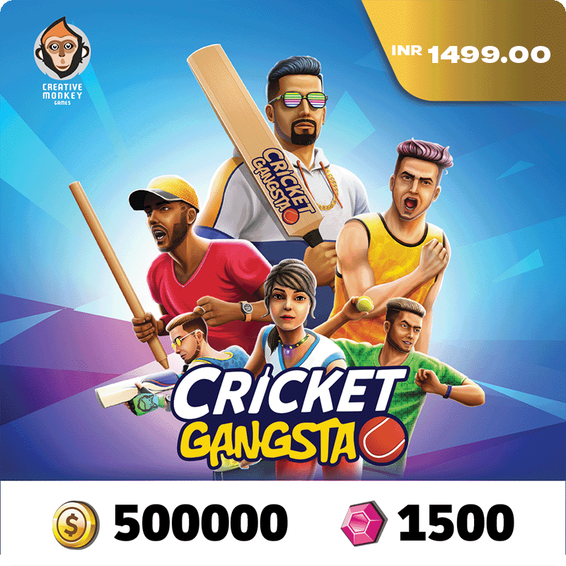 Cricket Gangsta Coin Pack 500000 + Gem Pack 1500 IND Digital Voucher Code (1Hr Delivery on Email)