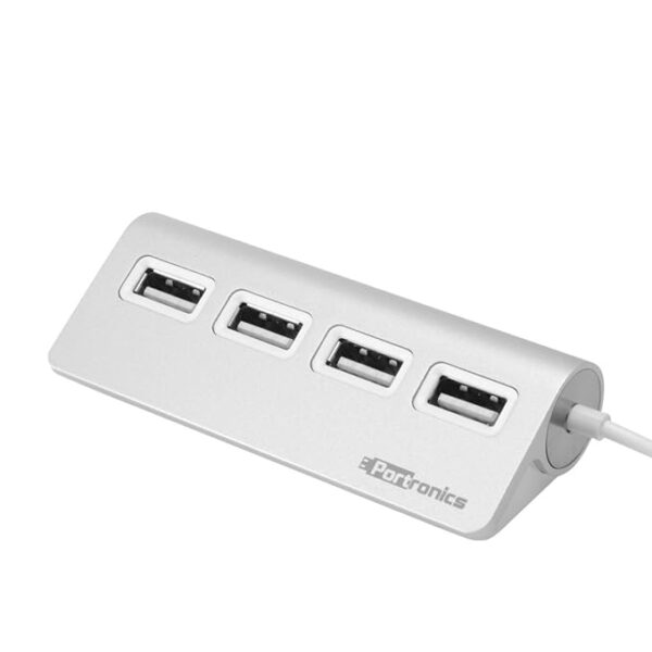 Portronics Mport 24 USB Hub (4-in-1), Multiport Adapter with Upto 480 Mbps High-Speed Data Transfer, 4 x USB 2.0 & Sturdy Aluminums Body Silver (New)
