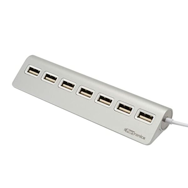Portronics Mport 27 USB Hub (7-in-1), Multiport Adapter with Upto 480 Mbps High-Speed Data Transfer, 7 x USB 2.0 & Sturdy Aluminums Body Silver (New)