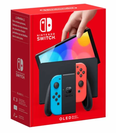 Nintendo Switch OLED Handheld Console with Neon Red & Blue Joy-Con (New)