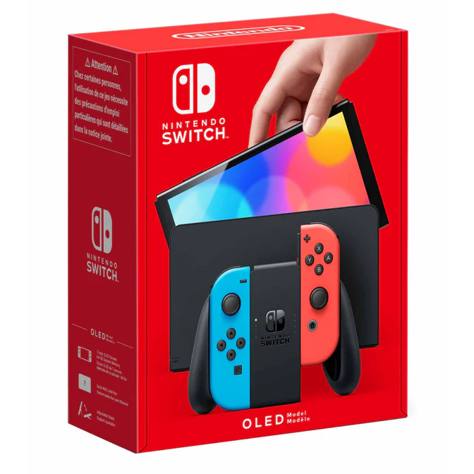 Nintendo Switch OLED Handheld Console with Neon Red & Blue Joy-Con