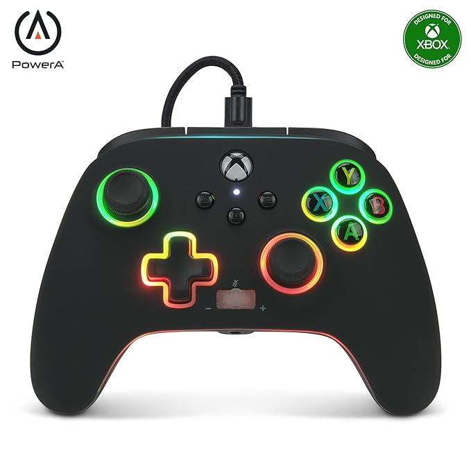 PowerA Spectra Infinity Enhanced Wired Gaming Controller for Xbox Series X/S, Xbox One, PC, Windows 10/11 with Vivid LED Lighting, Black (Officially Licensed) (Pre -Owned)