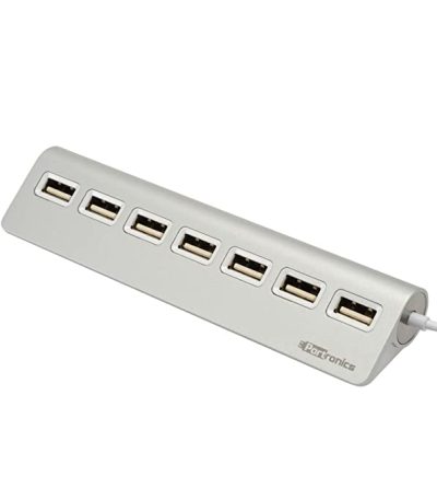 Portronics Mport 27 USB Hub (7-in-1), Multiport Adapter with Upto 480 Mbps High-Speed Data Transfer, 7 x USB 2.0 & Sturdy Aluminums Body Silver (New)